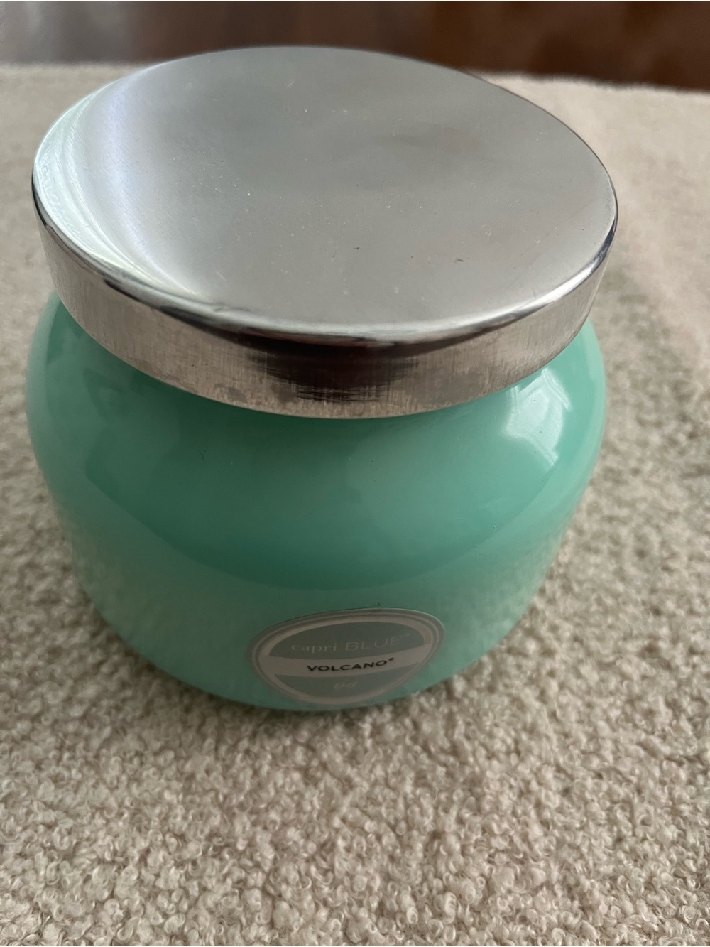 Capri Blue Volcano 06 Scented Jar Candle in Aqua with Silver Lid, New